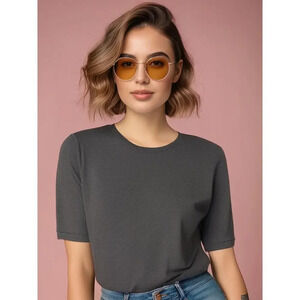 Physical Attraction Women's Medium Dark‎ Gray Short Sleeve Crewneck T-Shirt
